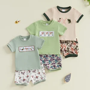 Toddler Baby Boy 3 sets mallard duck t shirt and shorts