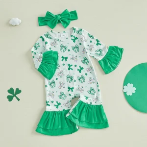 Adorable Baby Girls St Patrick s Day Shamrock Romper
